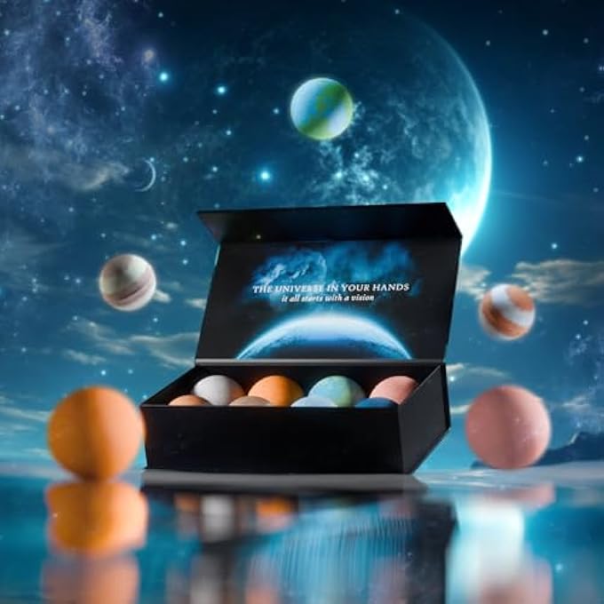 قنابل استحمام غنية بالزيت العطري وزبدة الشيا / 8 × 2.12 أونصة مصنوعة يدويا من نوع Planet من فقاعات الاستحمام الغازية/مجموعة قنابل الاستحمام الفاخرة/بدون بقع نباتية، خالية من القسوة/هدية سبا مثالية للرجال والنساء - Image 2